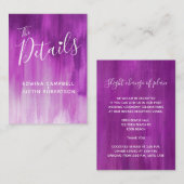 Hochzeitsdetails und lila Kundenkarte Begleitkarte (Vorne/Hinten)