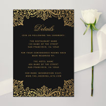 Hochzeitsdetails Vintages Schwarzes Gold Elegante 