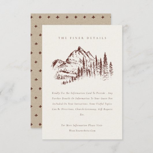 Hochzeitsdetails von Rostkiefernwäldern Begleitkarte (Vorne/Hinten)