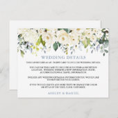 Hochzeitsdetails Weiße blühende blaue Karte (Vorne/Hinten)