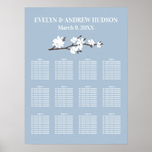 Hochzeitsdiagramm der blauen Magnolia Poster