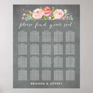 Hochzeitsdiagramm der Rose Garden Poster