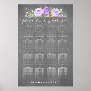 Hochzeitsdiagramm der Rose Garden Poster