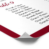 Hochzeitsdiagramm der Rote Rose Watercolor Burgund Poster (Ecke)