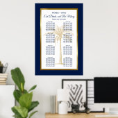Hochzeitsdiagramm der tropischen Marine Blue Gold Poster (Heimbüro)