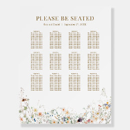 Hochzeitsdiagramm der Wildblume Wasserfarbe