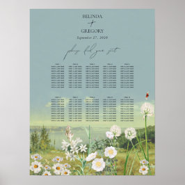 Hochzeitsdiagramm der Wildblume Wasserfarbe Poster