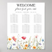 Hochzeitsdiagramm der Wildblume Wasserfarbe Poster (Vorne)