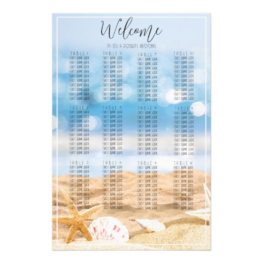 Hochzeitsdiagramm für Beach-Foto Fotodruck (Vorne)