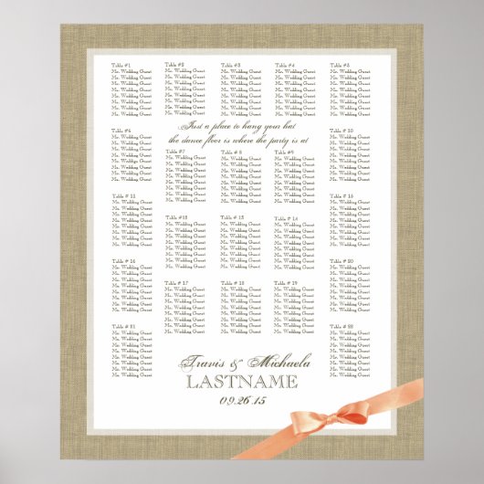 Hochzeitsdiagramm für Bruch- und Korallenbogen Poster (Vorne)