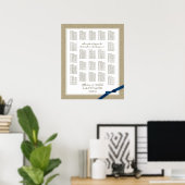 Hochzeitsdiagramm für Burlap und Blue Bow Poster (Heimbüro)