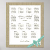 Hochzeitsdiagramm für Burlap und Bow Poster (Vorne)
