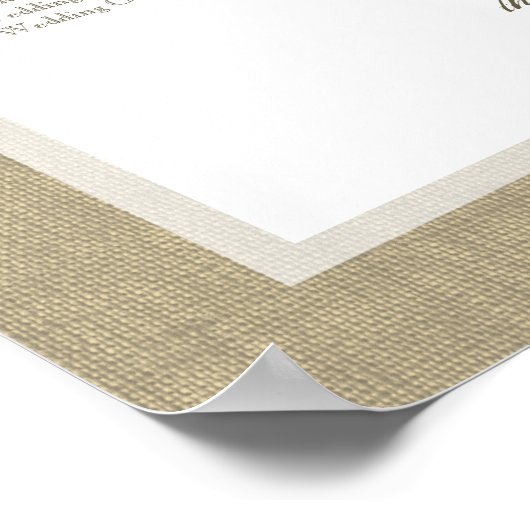 Hochzeitsdiagramm für Burlap und Bow Poster (Ecke)