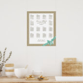 Hochzeitsdiagramm für Burlap und Bow Poster (Küche)