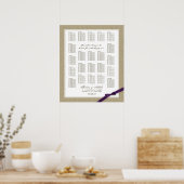 Hochzeitsdiagramm für Burlap und Lila Bow Poster (Küche)
