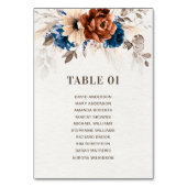 Hochzeitsdiagramm für die Hochzeitskizze der Terra Tischnummer (Vorderseite)