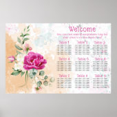 Hochzeitsdiagramm für die Hochzeitskizze in Pink Poster (Vorne)