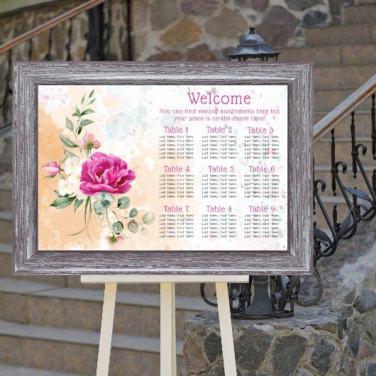Hochzeitsdiagramm für die Hochzeitskizze in Pink Poster