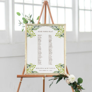Hochzeitsdiagramm für Fern Pepper Tree-Blätter Poster