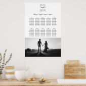 Hochzeitsdiagramm für Fotos mit weißem und schwarz Poster (Küche)