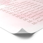 Hochzeitsdiagramm für Hochzeitssitze mit hellrosa Poster (Ecke)