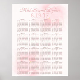 Hochzeitsdiagramm für Hochzeitssitze mit hellrosa  Poster