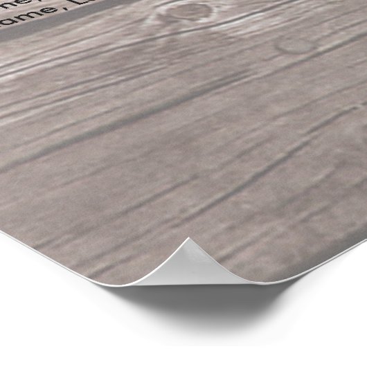 Hochzeitsdiagramm für Holzflorenleuchten Poster (Ecke)