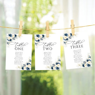 Hochzeitsdiagramm für Navy Blue und White Roses