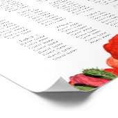 Hochzeitsdiagramm für Rote Mohnblumen Poster (Ecke)