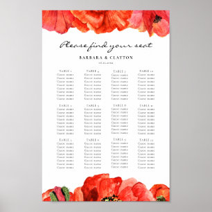 Hochzeitsdiagramm für Rote Mohnblumen Poster