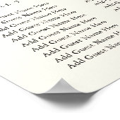 Hochzeitsdiagramm für Schwarz & Ecru Monogram Poster (Ecke)