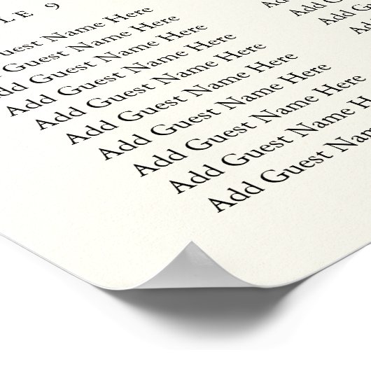 Hochzeitsdiagramm für Schwarz & Ecru Monogram Poster (Ecke)