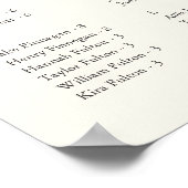 Hochzeitsdiagramm für Schwarz & Ecru Monogram Poster (Ecke)