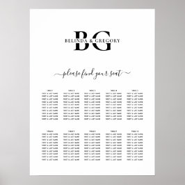 Hochzeitsdiagramm für Schwarz und Weiß Poster