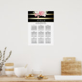 Hochzeitsdiagramm für Schwarz und Weiß Poster (Küche)