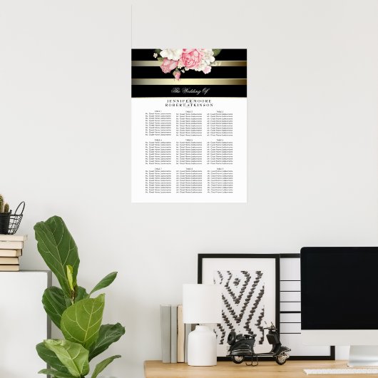 Hochzeitsdiagramm für Schwarz und Weiß Poster (Heimbüro)