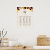 Hochzeitsdiagramm für Sonnenblumen im Herbst Poster (Küche)