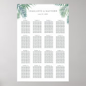 Hochzeitsdiagramm für tropische Blätter Poster (Vorne)
