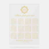 Hochzeitsdiagramm für verzierte florale Monogramme Acrylschild (Vorderseite)