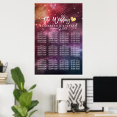 Hochzeitsdiagramm Galaxy Nebula Konstellationen Poster (Heimbüro)