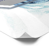 Hochzeitsdiagramm mit blauem weißem Blumenmuster Poster (Ecke)