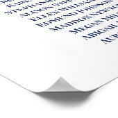 Hochzeitsdiagramm mit dunkelblauer Blume Poster (Ecke)