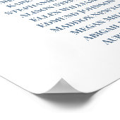 Hochzeitsdiagramm mit dunkelblauer Blume Poster (Ecke)