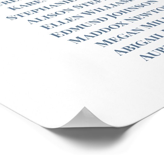 Hochzeitsdiagramm mit dunkelblauer Blume Poster (Ecke)