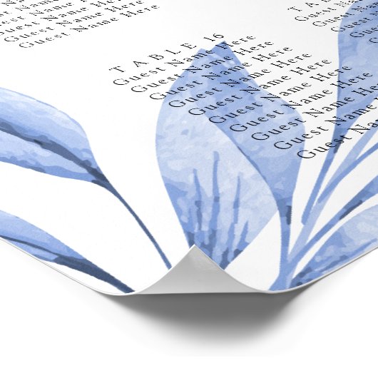 Hochzeitsdiagramm mit dunkelblauer Rosa Rosa Poster (Ecke)