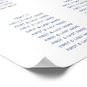 Hochzeitsdiagramm mit dunkelblauer Wasserfarbe Poster (Ecke)