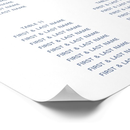 Hochzeitsdiagramm mit dunkelblauer Wasserfarbe Poster (Ecke)