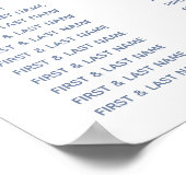 Hochzeitsdiagramm mit dunkelblauer Wasserfarbe Poster (Ecke)