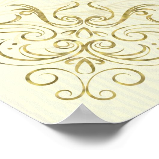 Hochzeitsdiagramm mit Gold Script-Blumen Poster (Ecke)