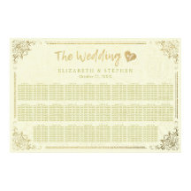 Hochzeitsdiagramm mit Gold Script-Blumen